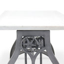 Crescent Writing Table Desk - Adjustable Height Base - White Marble Top - Knox Deco - Desks