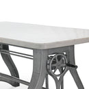 Crescent Writing Table Desk - Adjustable Height Base - White Marble Top - Knox Deco - Desks