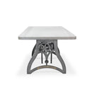 Crescent Writing Table Desk - Adjustable Height Base - White Marble Top - Knox Deco - Desks