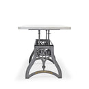 Crescent Writing Table Desk - Adjustable Height Base - White Marble Top - Knox Deco - Desks