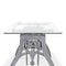 Crescent Writing Table Desk - Adjustable Height Metal Base - Glass Top - Knox Deco - Desks