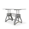 Crescent Writing Table Desk - Adjustable Height Metal Base - Glass Top - Knox Deco - Desks