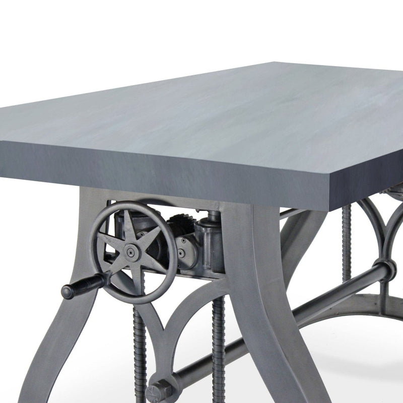 Crescent Writing Table Desk - Adjustable Height Metal Base - Gray Top - Knox Deco - Desks