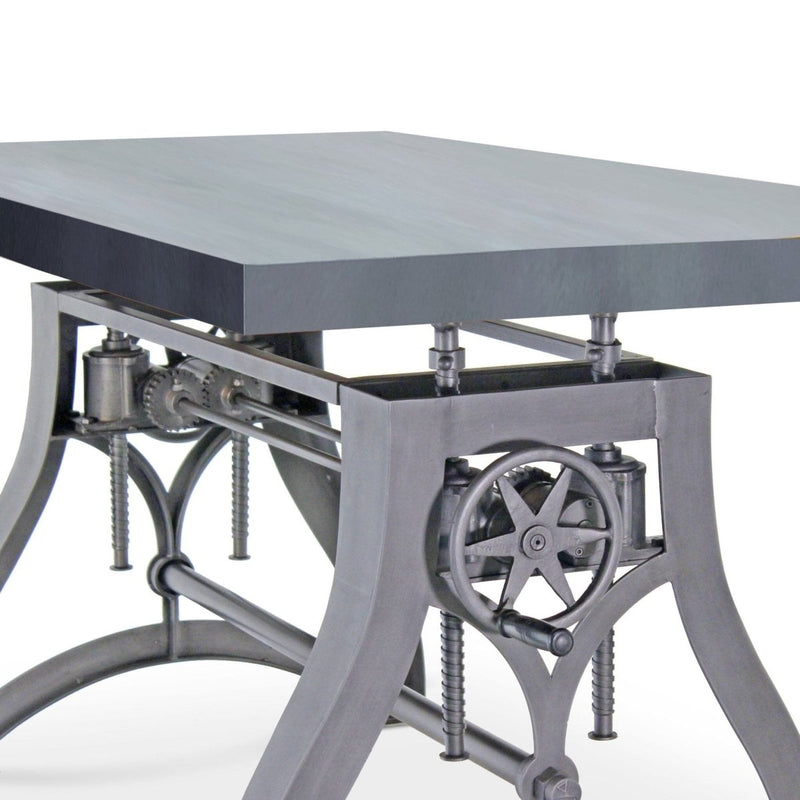 Crescent Writing Table Desk - Adjustable Height Metal Base - Gray Top - Knox Deco - Desks