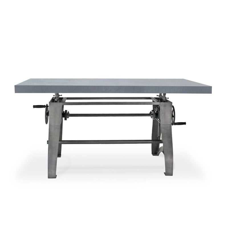 Crescent Writing Table Desk - Adjustable Height Metal Base - Gray Top - Knox Deco - Desks