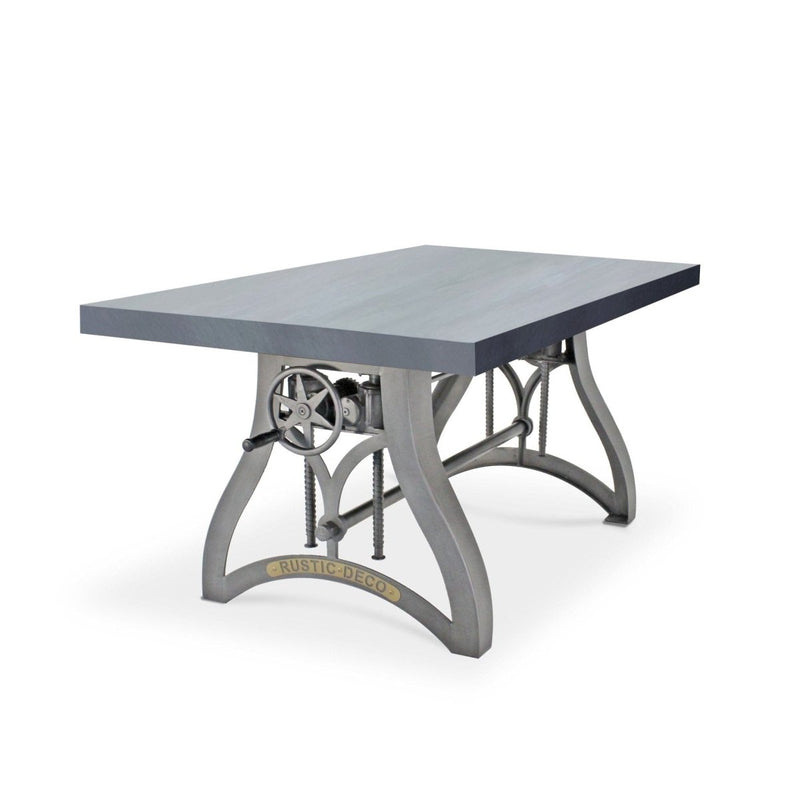 Crescent Writing Table Desk - Adjustable Height Metal Base - Gray Top - Knox Deco - Desks