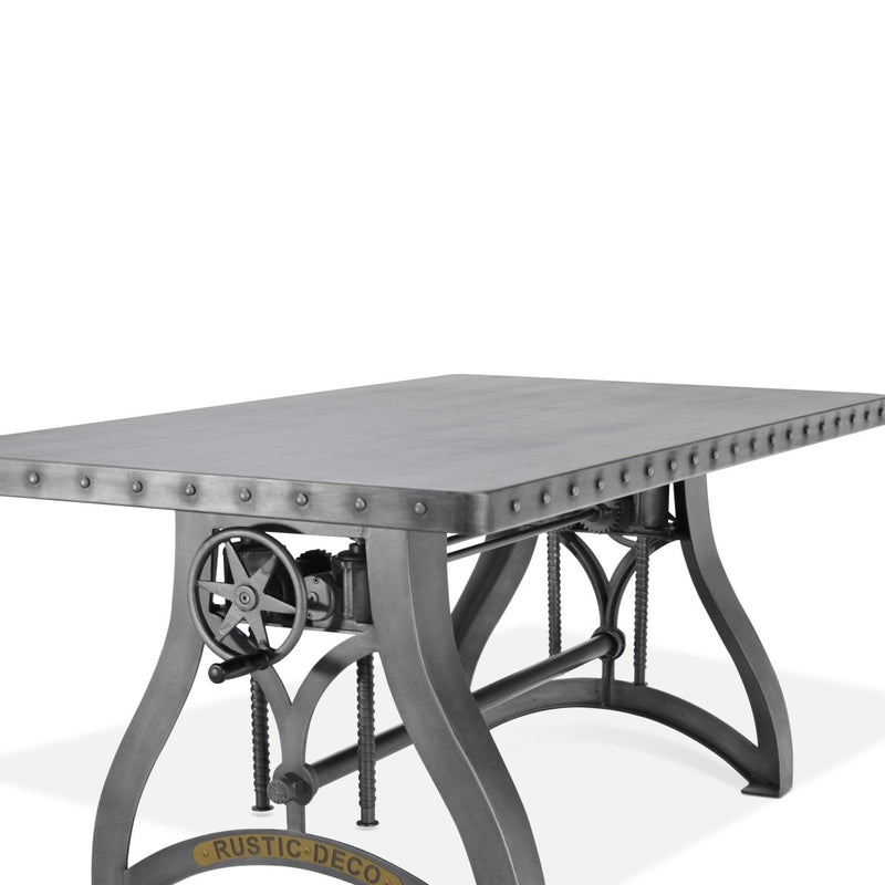 Crescent Writing Table Desk - Adjustable Height Metal Base - Steel Top - Knox Deco - Desk
