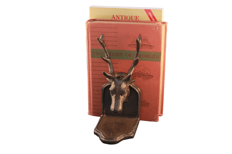 Deer Elk Buck Bookends Sculptured Figurine - Metal Cast Iron - Knox Deco - Bookends