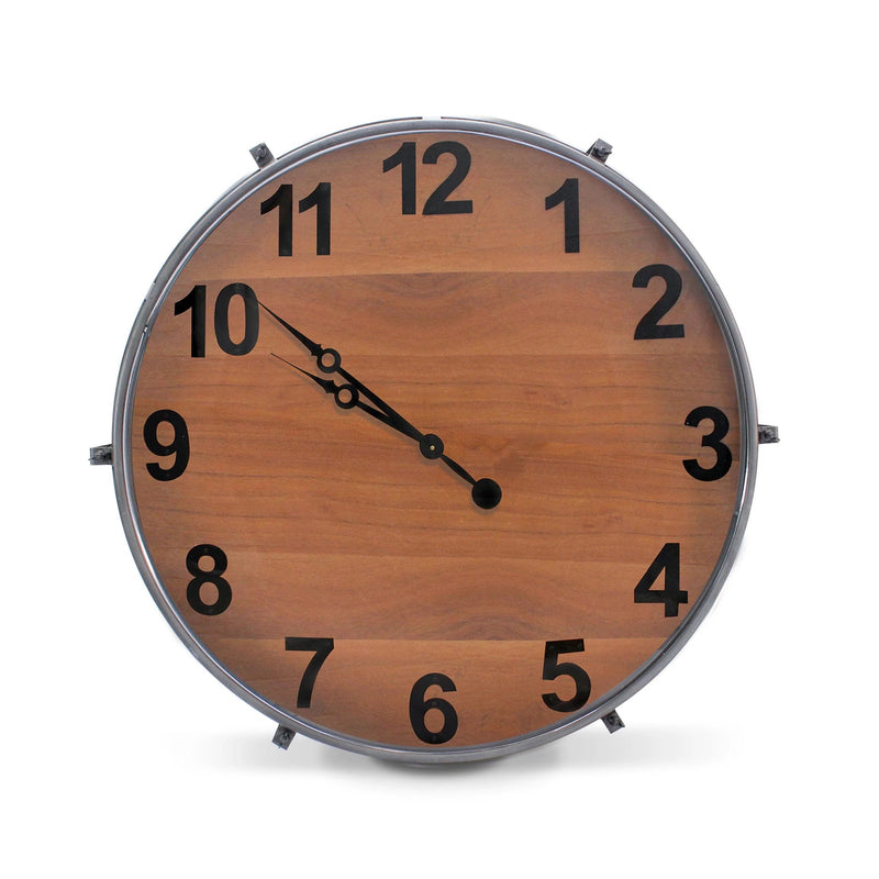 Extra Large Wall Clock - Wood Dial - Steel Numerals - Huge 40 Inch - Knox Deco - Clocks