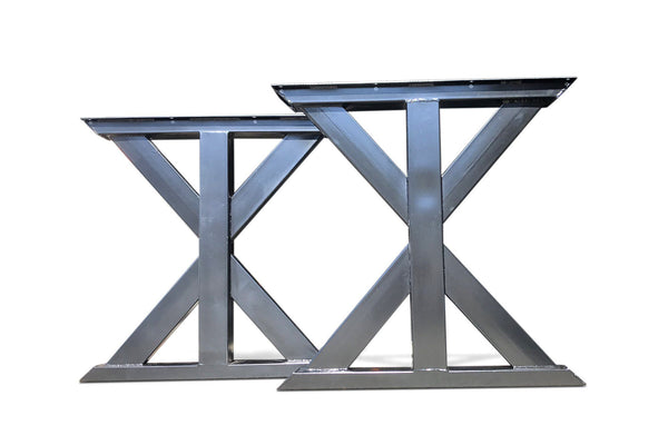 Farmhouse Industrial Finish Trestle Metal Bench Legs - Steel - Set of 2 - Knox Deco - DIY