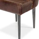 Farmhouse Luxury Dining Chair - Tufted Brown Leather - Metal Legs - Pair - Knox Deco - Chair