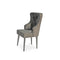 Farmhouse Luxury Dining Chair - Tufted Gray Velvet - Metal Legs - Pair - Knox Deco - Seating