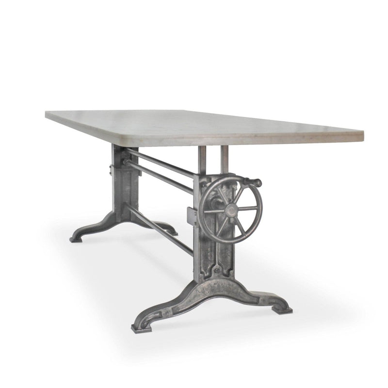 Frederick Adjustable Height Dining Table - Cast Iron - White Marble Top - Knox Deco - Dining Table