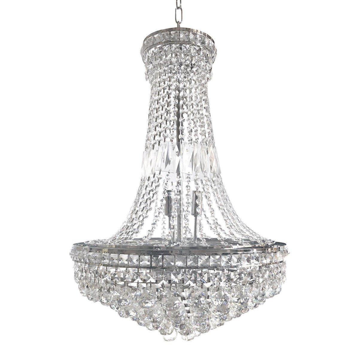 French Empire Crystal Chandelier - Polished Chrome - European - 46