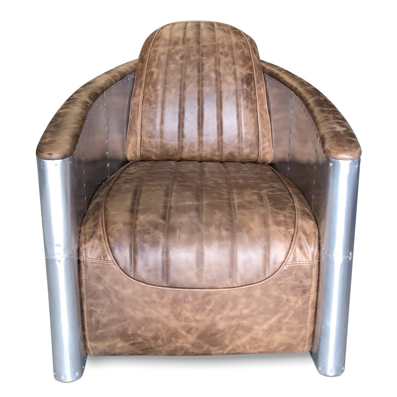 Aviator Bullet Chair - Genuine Leather - Modern Swivel Base Armchair - Knox Deco - Seating
