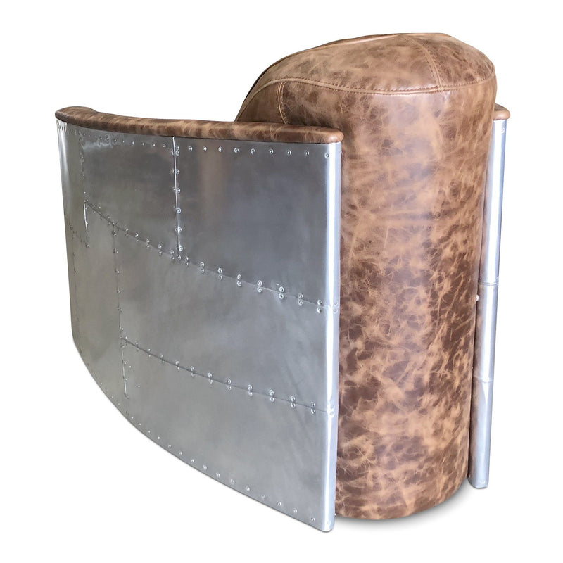 Aviator Bullet Chair - Genuine Leather - Modern Swivel Base Armchair - Knox Deco - Seating