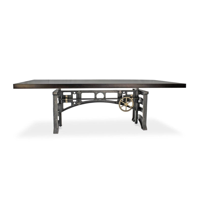 Harvester Industrial Dining Table - Cast Iron Adjustable Base - Ebony Top - Knox Deco - Tables