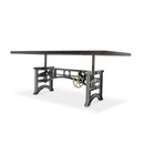 Harvester Industrial Dining Table - Cast Iron Adjustable Base - Ebony Top - Knox Deco - Tables