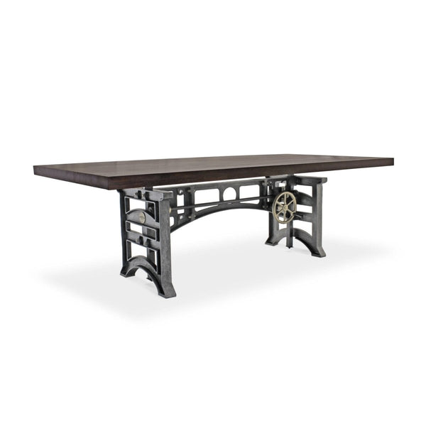 Harvester Industrial Dining Table - Cast Iron Adjustable Base - Ebony Top - Knox Deco - Tables