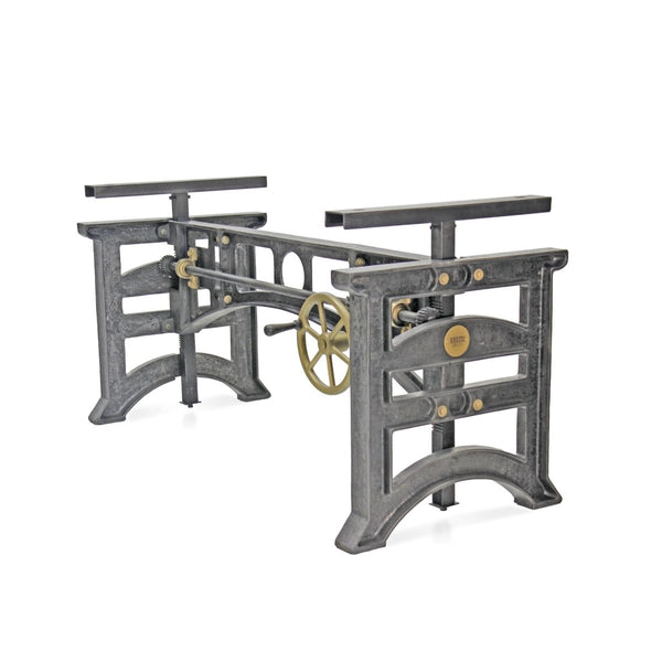 Harvester Industrial Dining Table Desk - Cast Iron Adjustable Base - DIY - Knox Deco - Tables