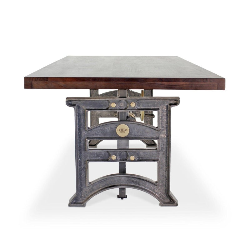 Harvester Industrial Executive Desk - Cast Iron Adjustable Base – Ebony Top - Knox Deco - Desks