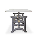 Harvester Industrial Executive Desk - Cast Iron Adjustable Base – Marble Top - Knox Deco - Desks