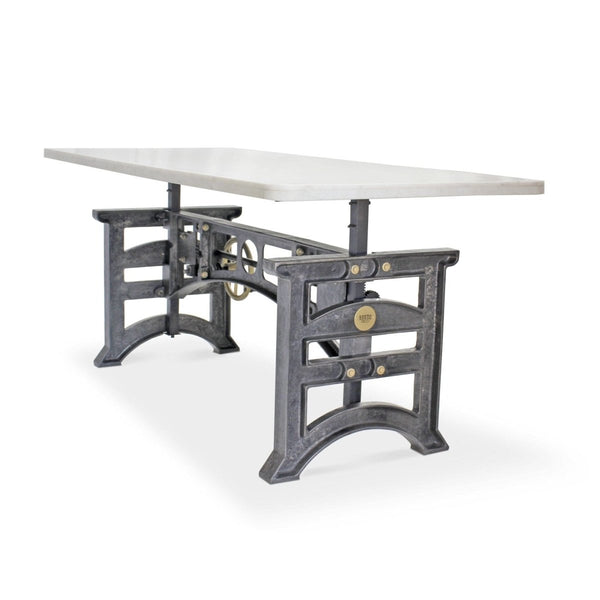 Harvester Industrial Executive Desk - Cast Iron Adjustable Base – Marble Top - Knox Deco - Desks