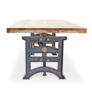 Harvester Industrial Executive Desk - Cast Iron Adjustable Base – Natural Top - Knox Deco - Desks