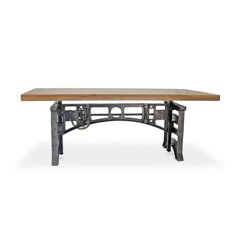 Harvester Industrial Executive Desk - Cast Iron Adjustable Base – Natural Top - Knox Deco - Desks