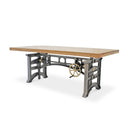 Harvester Industrial Executive Desk - Cast Iron Adjustable Base – Natural Top - Knox Deco - Desks