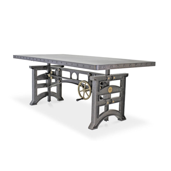 Harvester Industrial Executive Desk - Cast Iron Adjustable Base – Steel Top - Knox Deco - Desks