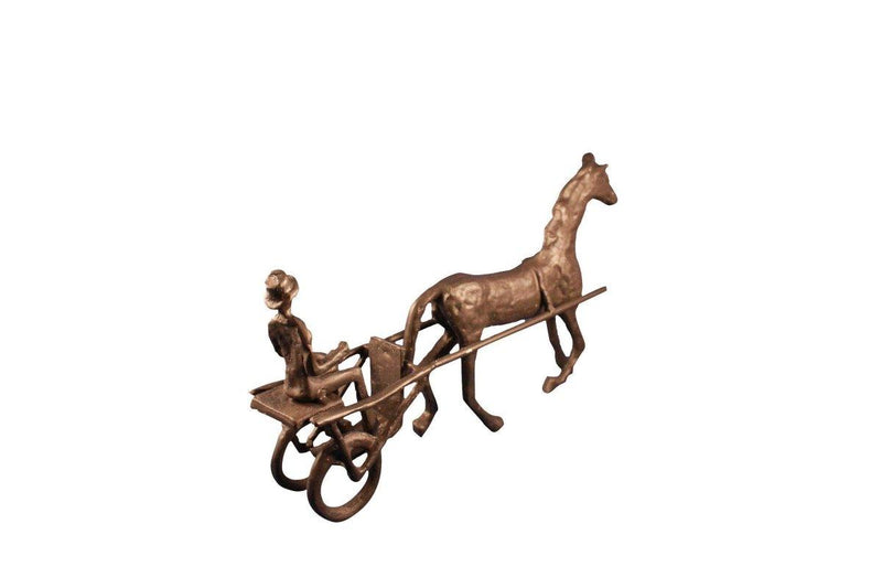 Horse and Cart Figurine - Cast Iron Metal Sculpture - Knox Deco - Decor