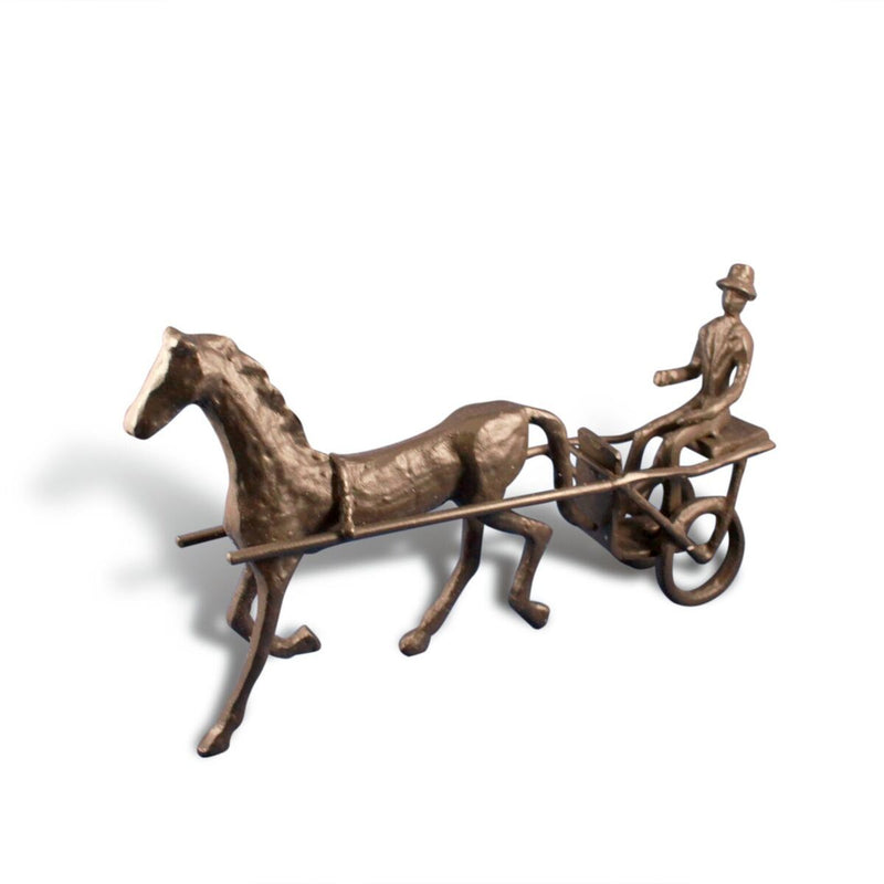 Horse and Cart Figurine - Cast Iron Metal Sculpture - Knox Deco - Decor