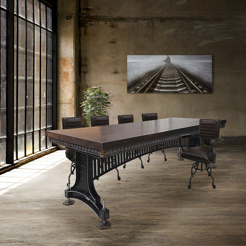Industrial Adjustable Height Conference Table - Steel Brass