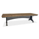 Industrial Adjustable Height Conference Table - Steel Brass - Brunel - Walnut - Knox Deco - Tables