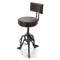 Industrial Adjustable Height Crank Leather Dining Chair - Iron Base - Knox Deco - Seating