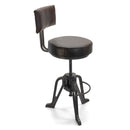 Industrial Adjustable Height Crank Leather Dining Chair - Iron Base - Knox Deco - Seating