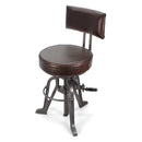 Industrial Adjustable Height Crank Leather Dining Chair - Iron Base - Knox Deco - Seating