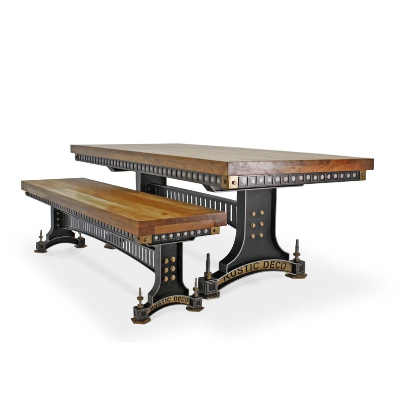 Industrial Adjustable Height Dining Table Set - Steel Base - Brunel - Natural - Knox Deco - Tables