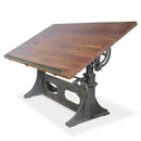 Industrial Adjustable Height Drafting Desk - Tilting Top - Cast Iron Base - Knox Deco - Desks