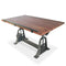 Industrial Architect's Drafting Desk - Adjustable Crank Cast Iron Base - Tilt Top - Knox Deco - Desks