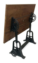 Industrial Architect's Drafting Desk - Adjustable Crank Cast Iron Base - Tilt Top - Knox Deco - Desks