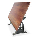 Industrial Architect's Drafting Desk - Adjustable Crank Cast Iron Base - Tilt Top - Knox Deco - Desks