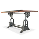 Industrial Architect's Drafting Desk - Adjustable Crank Cast Iron Base - Tilt Top - Knox Deco - Desks