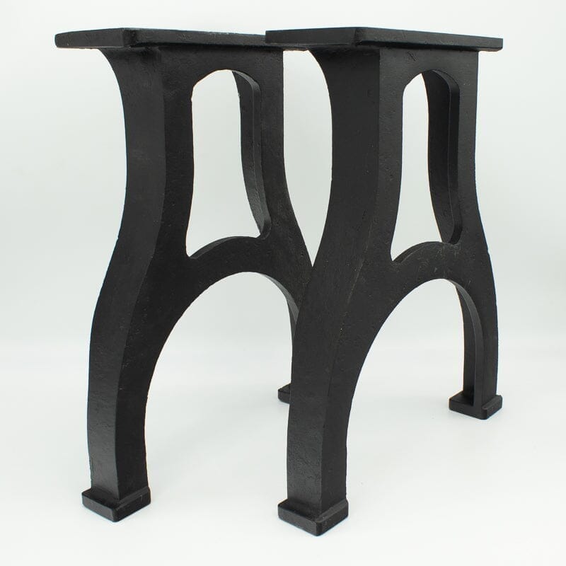 Industrial Cast Iron Bench Table Base Legs Set - Black -17 Inch Tall - DIY - Knox Deco - DIY