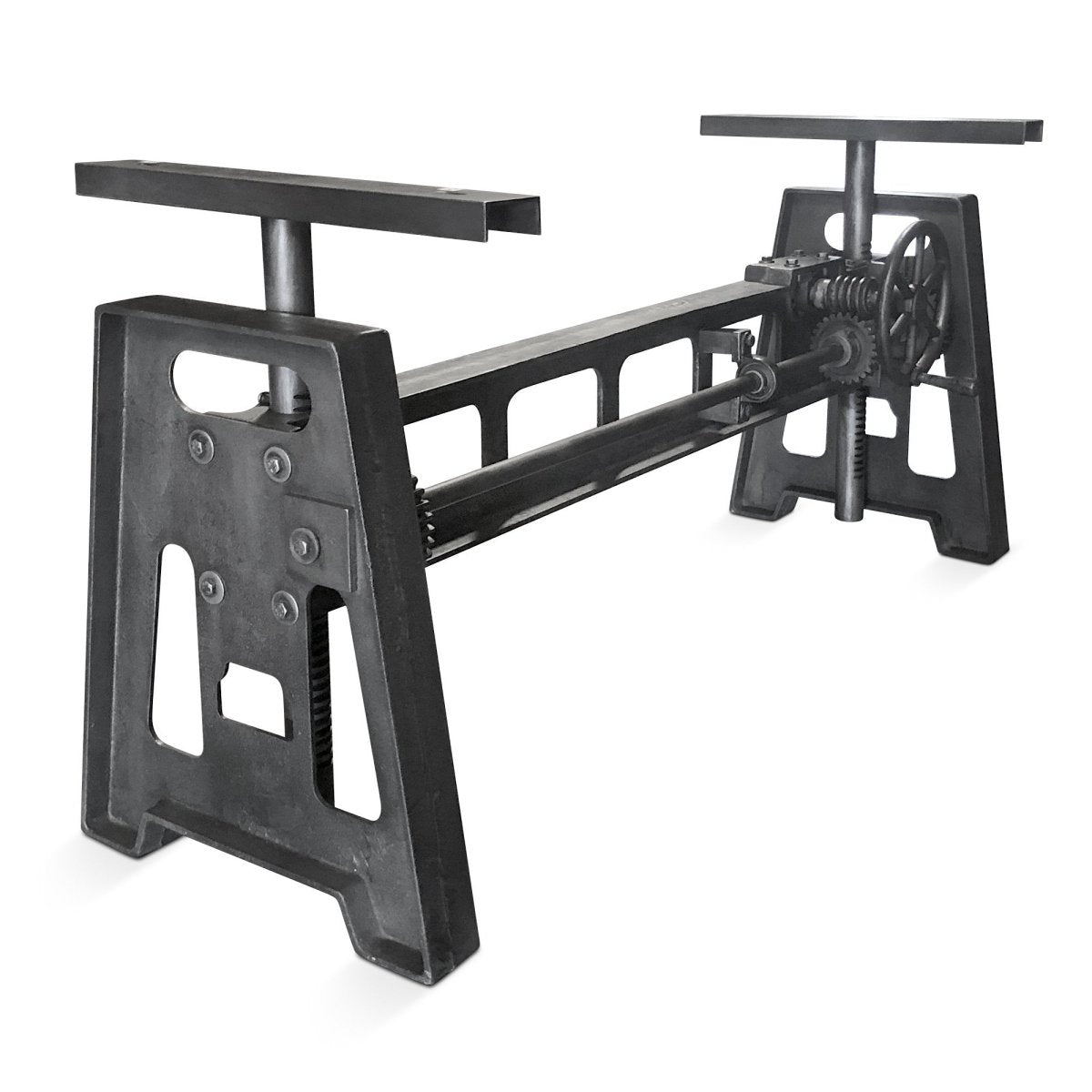 Industrial Cast Iron Crank Base - Dining Table - Adjustable Height Desk ...