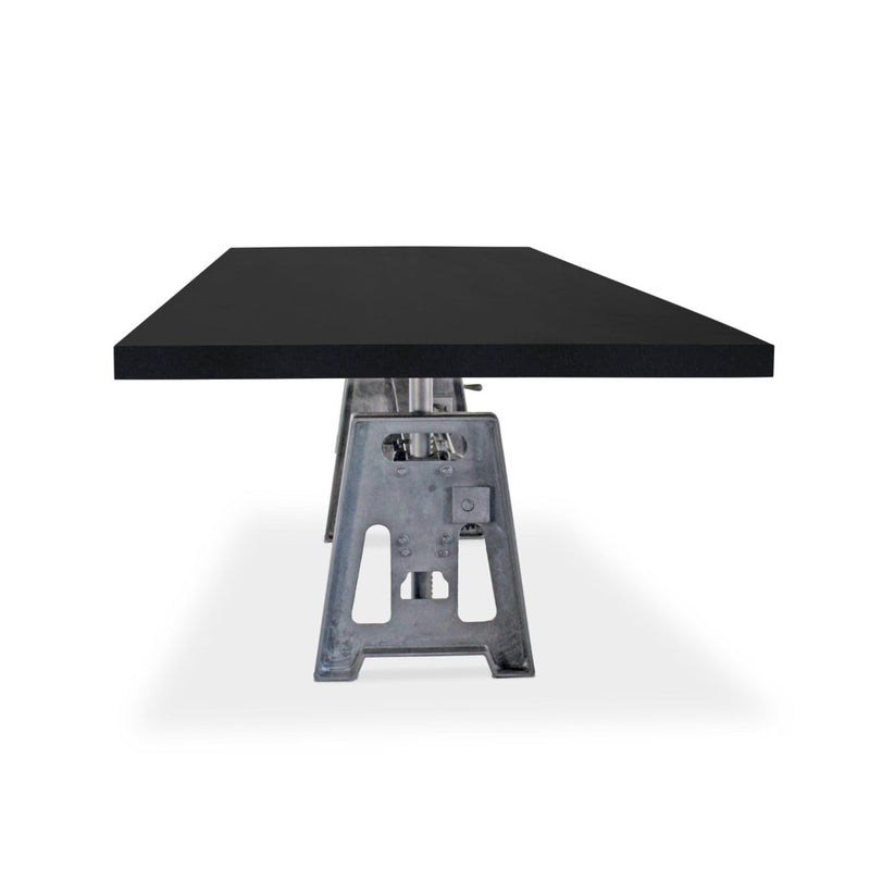 Industrial Communal Table - Cast Iron Base - Adjustable Height - Ebony Top - Knox Deco - Tables