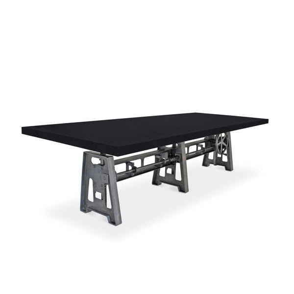 Industrial Communal Table - Cast Iron Base - Adjustable Height - Ebony Top - Knox Deco - Tables