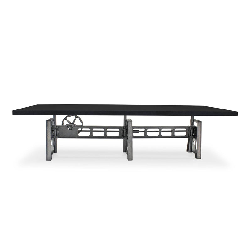 Industrial Communal Table - Cast Iron Base - Adjustable Height - Ebony Top - Knox Deco - Tables