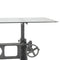 Industrial Desk - Adjustable Height Crank - Cast Iron Base - Glass Top - Knox Deco - Desks
